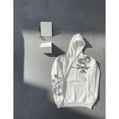 Uzun Kol Kapşonlu Baskılı SweatShirt - Beyaz Uzun Kol Kapşonlu Baskılı SweatShirt - Beyaz