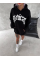 Unisex Üç İplik Kapşonlu Baskılı SweatShirt - Siyah Unisex Üç İplik Kapşonlu Baskılı SweatShirt - Siyah