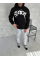 Unisex Üç İplik Kapşonlu Baskılı SweatShirt - Siyah