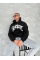 Unisex Üç İplik Kapşonlu Baskılı SweatShirt - Siyah