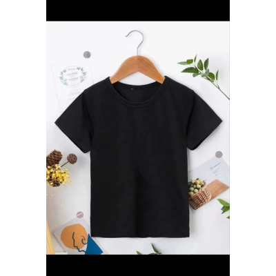 Çocuk Unisex Kapüşonlu Özel Tasarım Basic Tshirt - Siyah