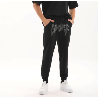 Unisex Taş Detaylı Eşofman Altı - Siyah