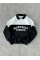 Yarım Fermuarlı Parçalı Yakalı SweatShirt - Siyah