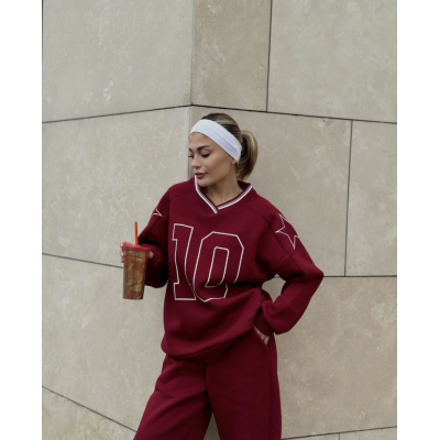 V Yaka Üç İplik Sweat Takım - Bordo V Yaka Üç İplik Sweat Takım - Bordo