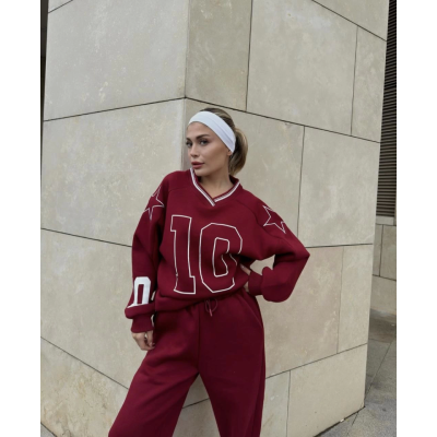 V Yaka Üç İplik Sweat Takım - Bordo V Yaka Üç İplik Sweat Takım - Bordo
