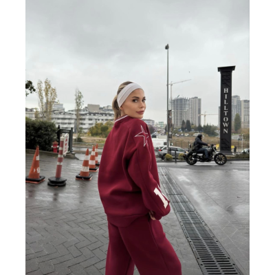 V Yaka Üç İplik Sweat Takım - Bordo V Yaka Üç İplik Sweat Takım - Bordo