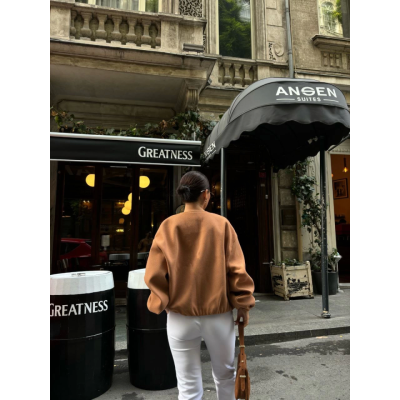 Kaşe Kaşmir Fermuarlı CEKET - Kahve Kaşe Kaşmir Fermuarlı CEKET - Kahve