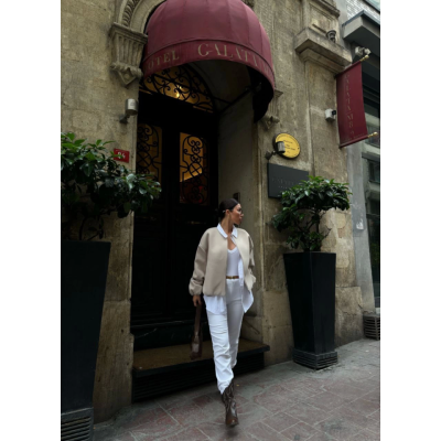 Kaşe Kaşmir Fermuarlı CEKET - Bej Kaşe Kaşmir Fermuarlı CEKET - Bej