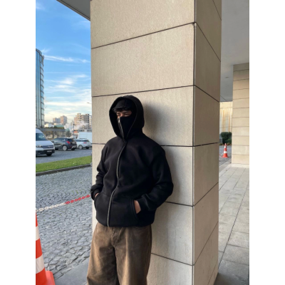 Samuray Kapüşonlu ZIP Fermuarlı Kapüşonlu Özel Tasarım SweatShirt - Siyah Samuray Kapüşonlu ZIP Fermuarlı Kapüşonlu Özel Tasarım SweatShirt - Siyah