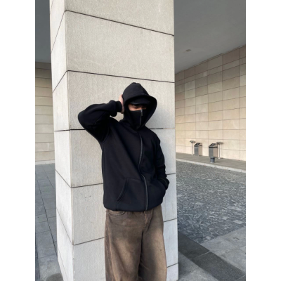 Samuray Kapüşonlu ZIP Fermuarlı Kapüşonlu Özel Tasarım SweatShirt - Siyah Samuray Kapüşonlu ZIP Fermuarlı Kapüşonlu Özel Tasarım SweatShirt - Siyah