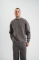 Unisex Uzun Kol Bisiklet Yaka Yıkamalı SweatShirt - Füme
