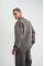 Unisex Uzun Kol Bisiklet Yaka Yıkamalı SweatShirt - Füme