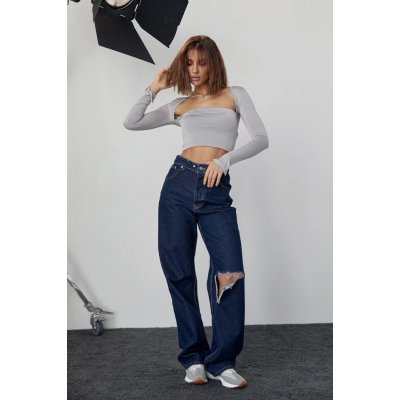 Kara Yaka Uzun Kollu Crop - Taş Kara Yaka Uzun Kollu Crop - Taş