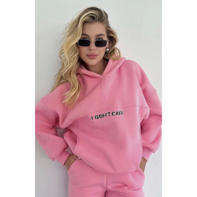 Nakış İşlemeli Üç İplik Sweat Takım- Pembe Nakış İşlemeli Üç İplik Sweat Takım- Pembe