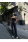 Arkadan Yırtmaçlı Jeans Kot Palazzo Pantolon - Siyah Arkadan Yırtmaçlı Jeans Kot Palazzo Pantolon - Siyah