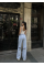 Arkadan Yırtmaçlı Jeans Kot Palazzo Pantolon - Mavi Arkadan Yırtmaçlı Jeans Kot Palazzo Pantolon - Mavi