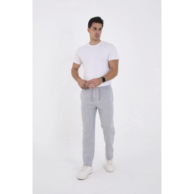 Unisex Üç İplik Basic Eşofman Özel Tasarım Pantolon - Gri
