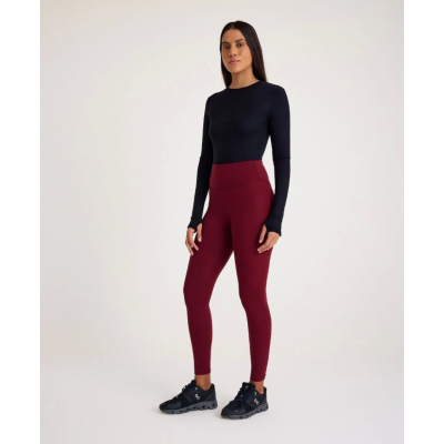 Nonofit Yüksek Bel Düz Sporcu Tayt - Bordo Nonofit Yüksek Bel Düz Sporcu Tayt - Bordo