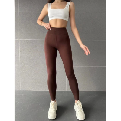 Nonofit Yüksek Bel Düz Sporcu Tayt - Kahve Nonofit Yüksek Bel Düz Sporcu Tayt - Kahve