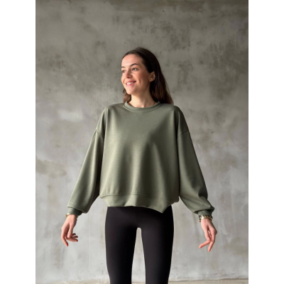 Osy Modal Yumuşak Dokulu Kumaş Bisiklet Yaka Oversize Sweatshirt - Haki Osy Modal Yumuşak Dokulu Kumaş Bisiklet Yaka Oversize Sweatshirt - Haki
