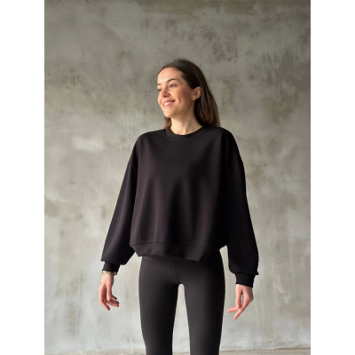 Osy Modal Yumuşak Dokulu Kumaş Bisiklet Yaka Oversize Sweatshirt - Siyah Osy Modal Yumuşak Dokulu Kumaş Bisiklet Yaka Oversize Sweatshirt - Siyah