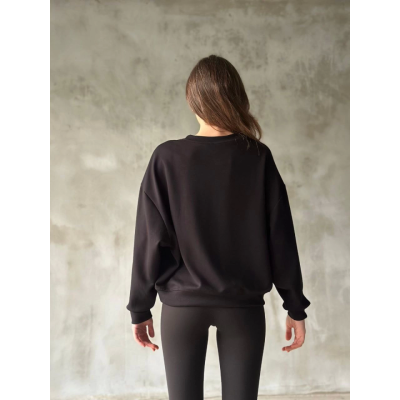 Osy Modal Yumuşak Dokulu Kumaş Bisiklet Yaka Oversize Sweatshirt - Siyah Osy Modal Yumuşak Dokulu Kumaş Bisiklet Yaka Oversize Sweatshirt - Siyah