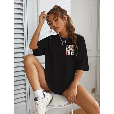 Bisiklet Yaka Baskılı T-shirt - Siyah Bisiklet Yaka Baskılı T-shirt - Siyah