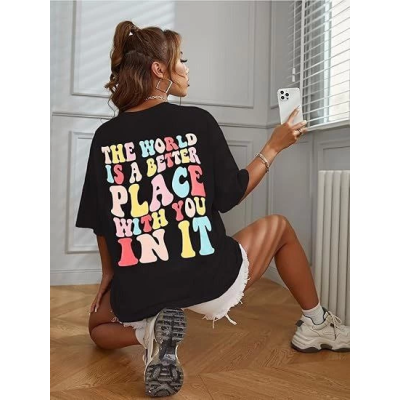 Bisiklet Yaka Baskılı T-shirt - Siyah Bisiklet Yaka Baskılı T-shirt - Siyah