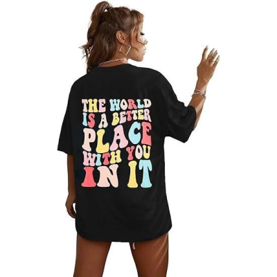 Bisiklet Yaka Baskılı T-shirt - Siyah Bisiklet Yaka Baskılı T-shirt - Siyah