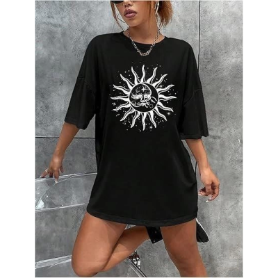 Bisiklet Yaka Baskılı T-shirt - Siyah Bisiklet Yaka Baskılı T-shirt - Siyah