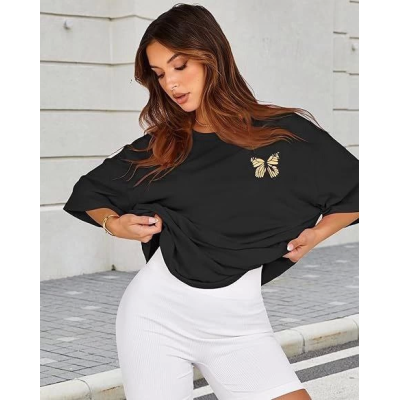 Bisiklet Yaka Baskılı T-shirt - Siyah Bisiklet Yaka Baskılı T-shirt - Siyah