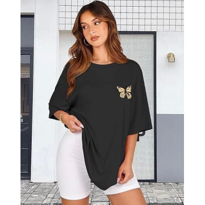 Bisiklet Yaka Baskılı T-shirt - Siyah Bisiklet Yaka Baskılı T-shirt - Siyah