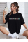 Bisiklet Yaka Baskılı T-shirt - Siyah Bisiklet Yaka Baskılı T-shirt - Siyah