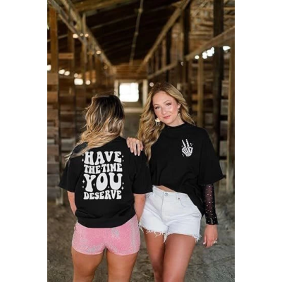Bisiklet Yaka Kısa Kol Baskılı T-shirt - Siyah Bisiklet Yaka Kısa Kol Baskılı T-shirt - Siyah