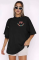 Bisiklet Yaka Kısa Kol Baskılı T-shirt - Siyah Bisiklet Yaka Kısa Kol Baskılı T-shirt - Siyah