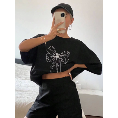 Baskılı Oversize T-shirt - Siyah Baskılı Oversize T-shirt - Siyah