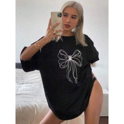 Baskılı Oversize T-shirt - Siyah Baskılı Oversize T-shirt - Siyah