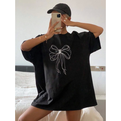 Baskılı Oversize T-shirt - Siyah Baskılı Oversize T-shirt - Siyah