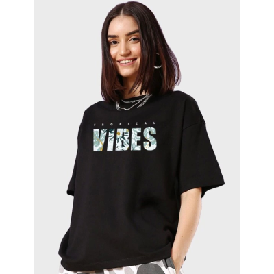 Baskılı Oversize T-shirt - Siyah Baskılı Oversize T-shirt - Siyah