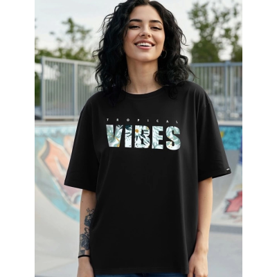 Baskılı Oversize T-shirt - Siyah Baskılı Oversize T-shirt - Siyah