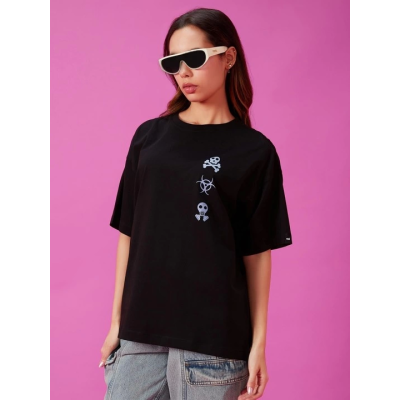 Baskılı Oversize T-shirt - Siyah Baskılı Oversize T-shirt - Siyah