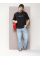 Erkek Baskılı Oversize T-shirt - Siyah