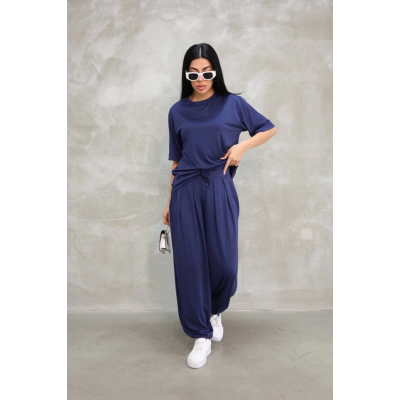 Osy Modal Yumuşak Dokulu Kumaş Oversize Bisiklet Yaka T-shirt Jogger Eşofman Altı Eşofman Takımı - Lacivert Osy Modal Yumuşak Dokulu Kumaş Oversize Bisiklet Yaka T-shirt Jogger Eşofman Altı Eşofman Takımı - Lacivert