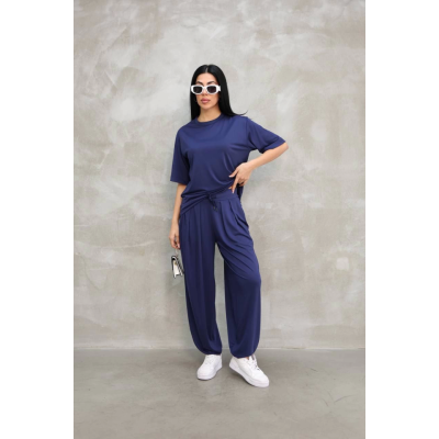 Osy Modal Yumuşak Dokulu Kumaş Oversize Bisiklet Yaka T-shirt Jogger Eşofman Altı Eşofman Takımı - Lacivert Osy Modal Yumuşak Dokulu Kumaş Oversize Bisiklet Yaka T-shirt Jogger Eşofman Altı Eşofman Takımı - Lacivert