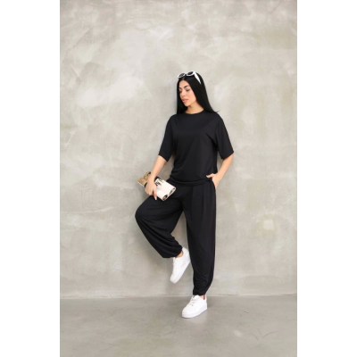 Osy Modal Yumuşak Dokulu Kumaş Oversize Bisiklet Yaka T-shirt Jogger Eşofman Altı Eşofman Takımı - Siyah Osy Modal Yumuşak Dokulu Kumaş Oversize Bisiklet Yaka T-shirt Jogger Eşofman Altı Eşofman Takımı - Siyah