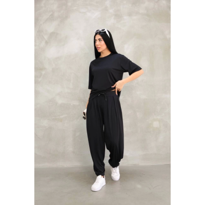 Osy Modal Yumuşak Dokulu Kumaş Oversize Bisiklet Yaka T-shirt Jogger Eşofman Altı Eşofman Takımı - Siyah Osy Modal Yumuşak Dokulu Kumaş Oversize Bisiklet Yaka T-shirt Jogger Eşofman Altı Eşofman Takımı - Siyah