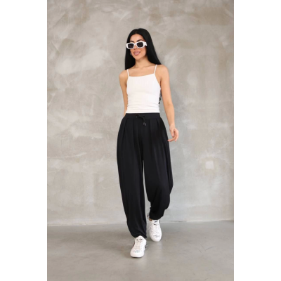 Osy Modal Yumuşak Dokulu Kumaş Şalvar Pantalon - Siyah Osy Modal Yumuşak Dokulu Kumaş Şalvar Pantalon - Siyah