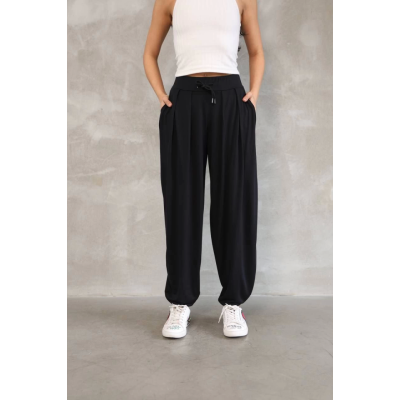 Osy Modal Yumuşak Dokulu Kumaş Şalvar Pantalon - Siyah Osy Modal Yumuşak Dokulu Kumaş Şalvar Pantalon - Siyah