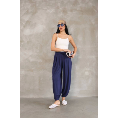 Osy Modal Yumuşak Dokulu Kumaş Şalvar Pantalon - Lacivert Osy Modal Yumuşak Dokulu Kumaş Şalvar Pantalon - Lacivert