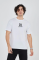 Erkek Bisiklet Yakalı Baskılı T-Shirt - Beyaz